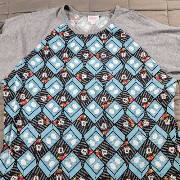 LulaRoe Randy Disney Womens 3XL Gray Blue Shirt Top 3/4 Sleeve All Ove Print - Picture 4 of 10